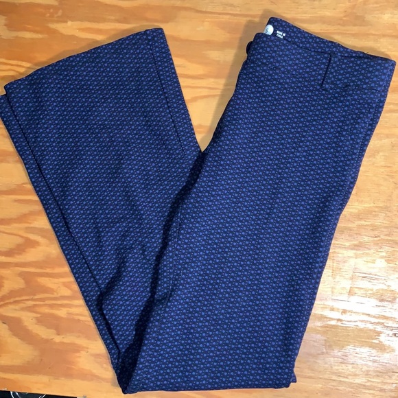 Betabrand black and blue heartline print classic bootcut yoga pants. - Picture 7 of 10